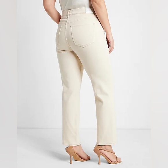 Express Super High Waisted Beige Modern Straight Jeans Size 12S NWT - Picture 5 of 11